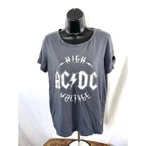 AC/DC High Voltage Tee Gray Distressed Small